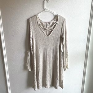 Francesca’s Long Sleeved Dress w/ Lace - Cream